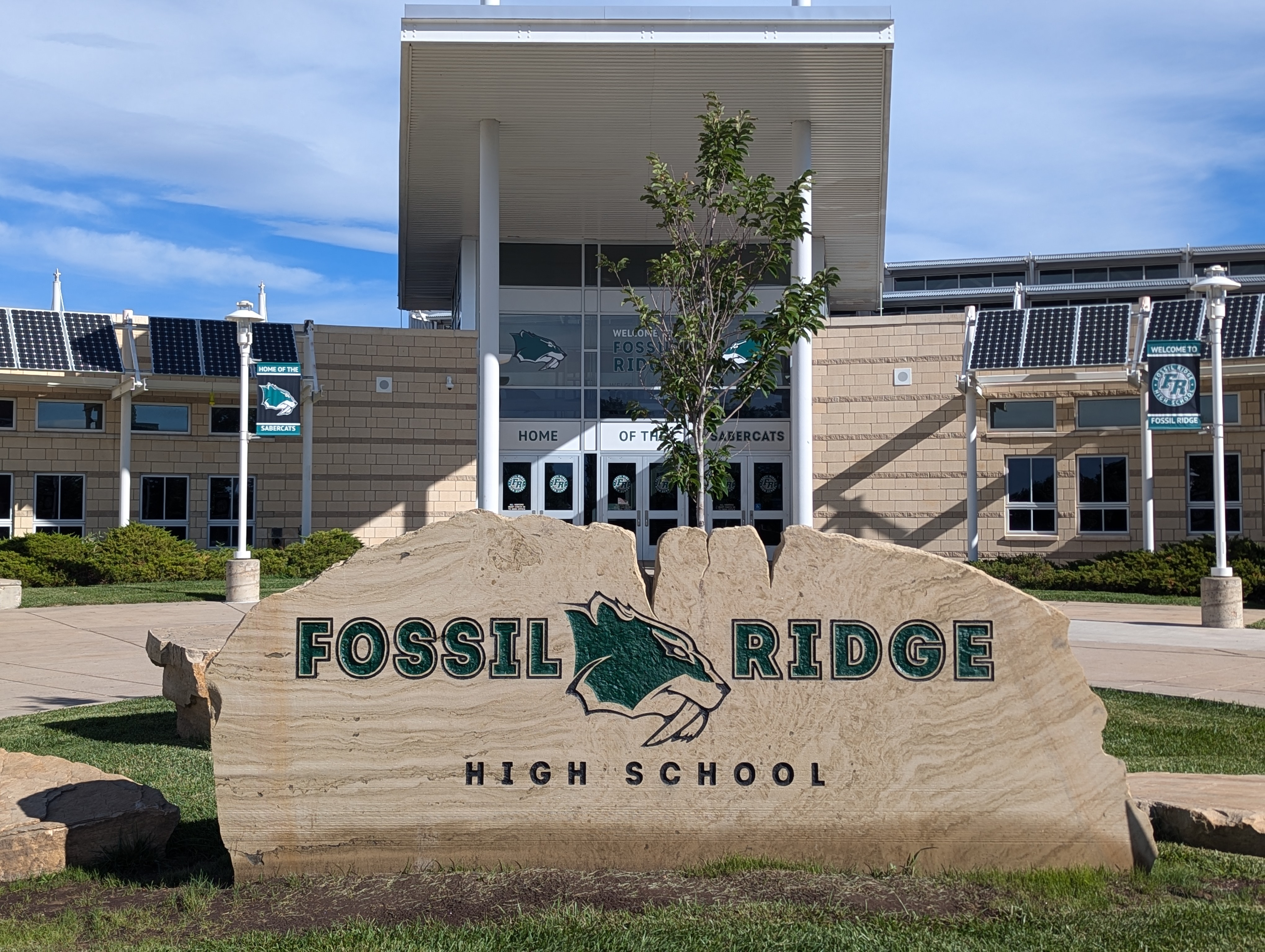 Front Entrance of Fossil Ridge High School