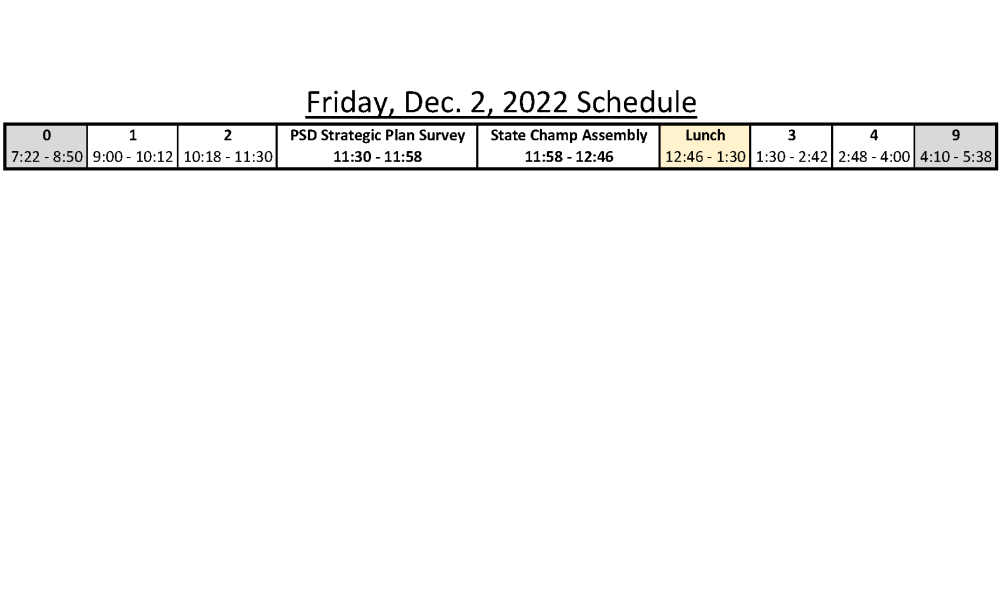 December 2nd, 2022 Schedule